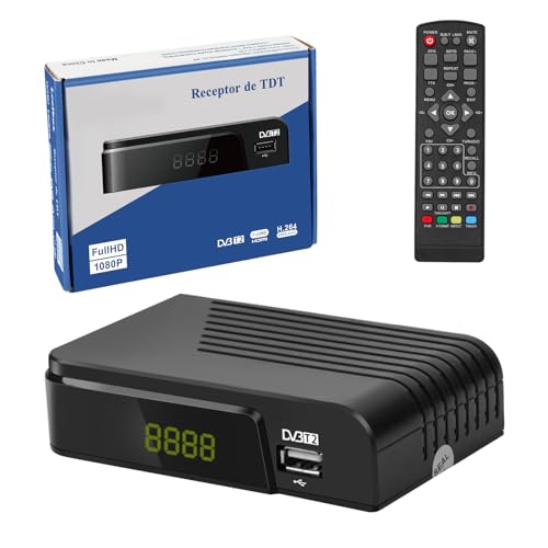 YONGPOW Receptor TDT, Decodificador TDT Terrestre, sintonizador TDT DVB T2 Receptor Digital terrestre Full HD 1080p/ Dolby/MPEG-2/4, H.264, HD, DVB-T2 (TDT2)