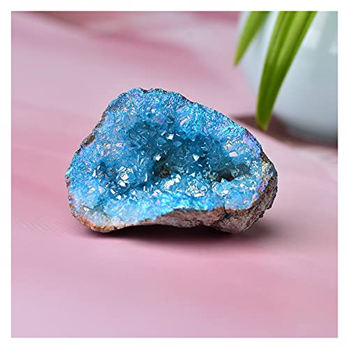 YSJJDRT Cristal Natural Rugoso Cristal Natural EDUCTULATE AGUACIÓN GEODE GEODE Irregular CUANTE CUANTE Piedra Cristales Row Mineral Espacial (Color : Blue, Size : 50 80g)