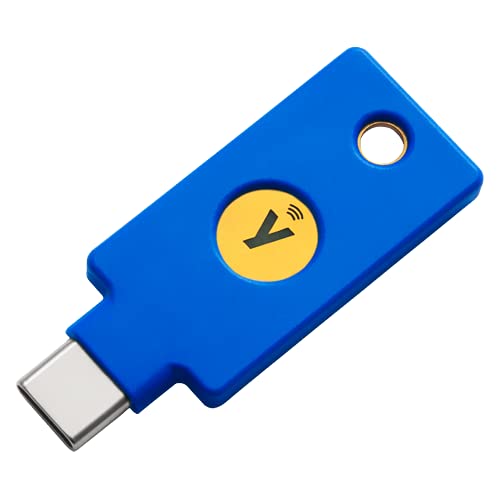 Yubico Y-400 Llave de Seguridad para Puertos USB-C y Dispositivos móviles NFC compatibles, con autenticación de Dos factores, Color Azul
