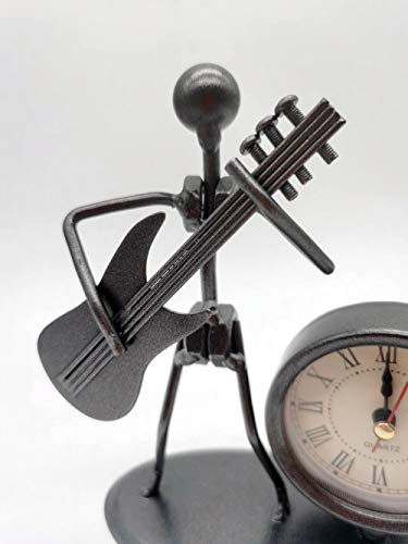 YXZEROS Guitarra Vintage Reloj De Sobremesa De Metal De DiseñO Vintage con Reloj De Sobremesa Hecho A Mano De Estilo De DiseñO