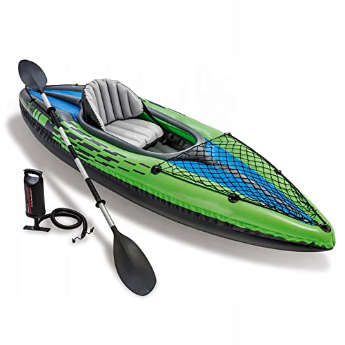 YZDKJDZ Barco inflable, canoa de kayak inflable para 1 persona, incluye 1 remos de aluminio y bomba de aire de alto rendimiento, barco de pesca para pesca en barco o jugar en los ríos de los lagos