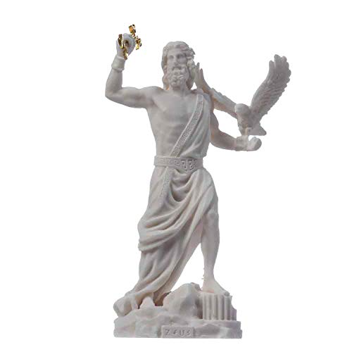Zeus Dios Griego Júpiter Trueno Estatua Figurilla Alabastro 18 cm