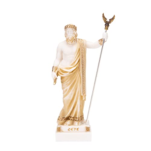 Zeus Greek God Júpiter Thunder - Figura de estatua de alabastro dorado de 7.08 pulgadas