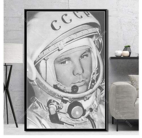 ZOEOPR Póster de Lienzo Space Heroes Yuri Gagarin Poster Vintage Space Exploration Poster Wall Art Canvas Painting Decoración del hogar 50 * 70cm Sin Marco